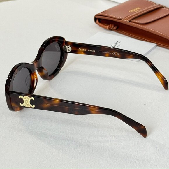 Celine Triomphe Oval Tortoise Sunglasses